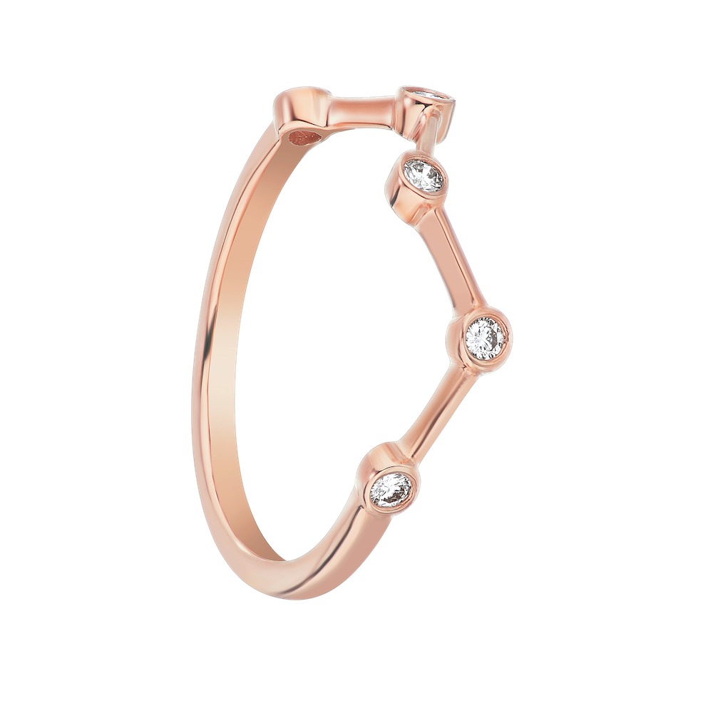 TriUnity&trade; 14K Rose Gold 5 Bezel Set Zig Zag 0.10 Ctw