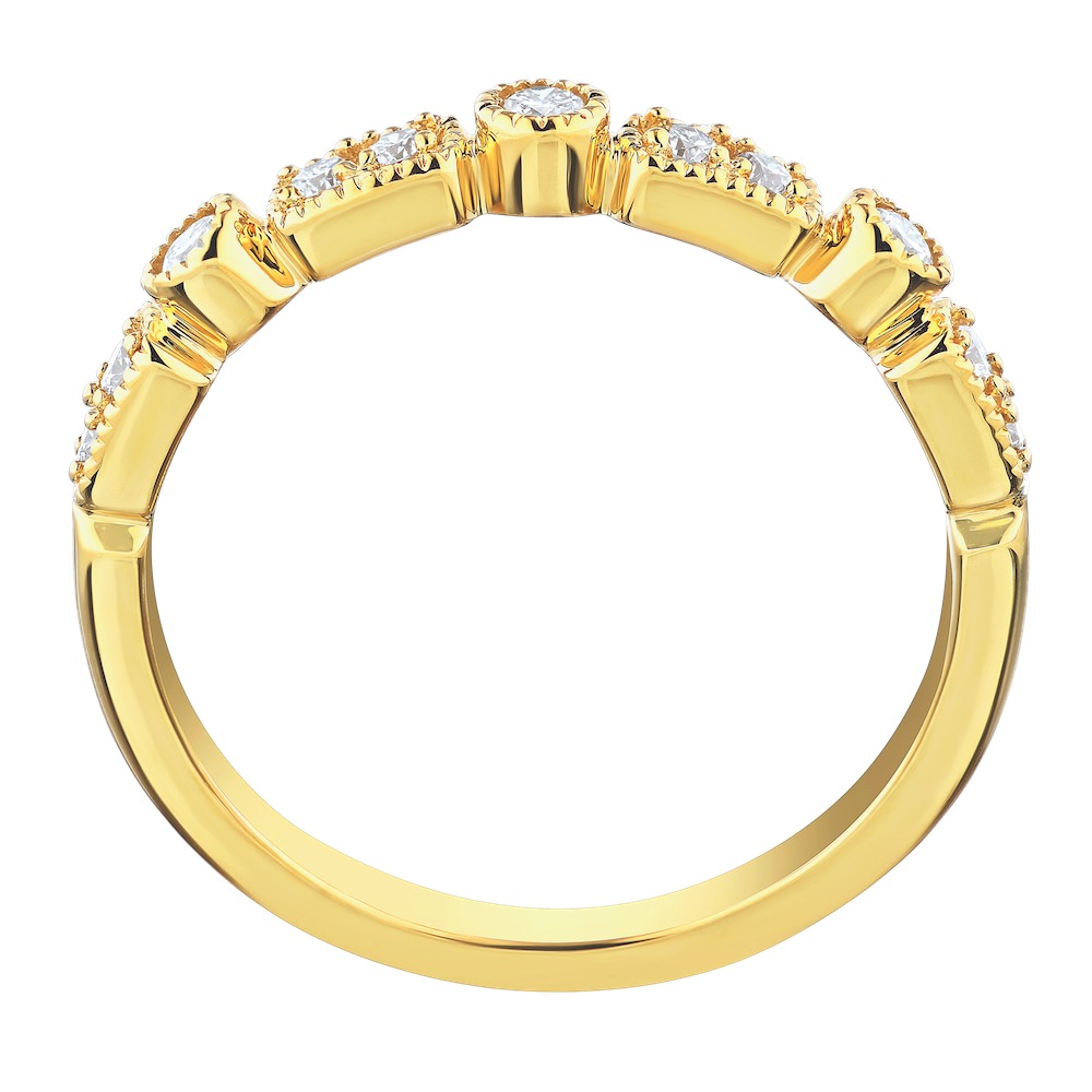 TriUnity&trade; 14K Yellow Gold Alternating Elongated Setting With Round Between Milgrain Edge 0.25 Ctw