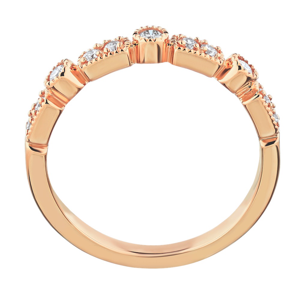 TriUnity&trade; 14K Rose Gold Alternating Elongated Setting With Round Between Milgrain Edge 0.25 Ctw
