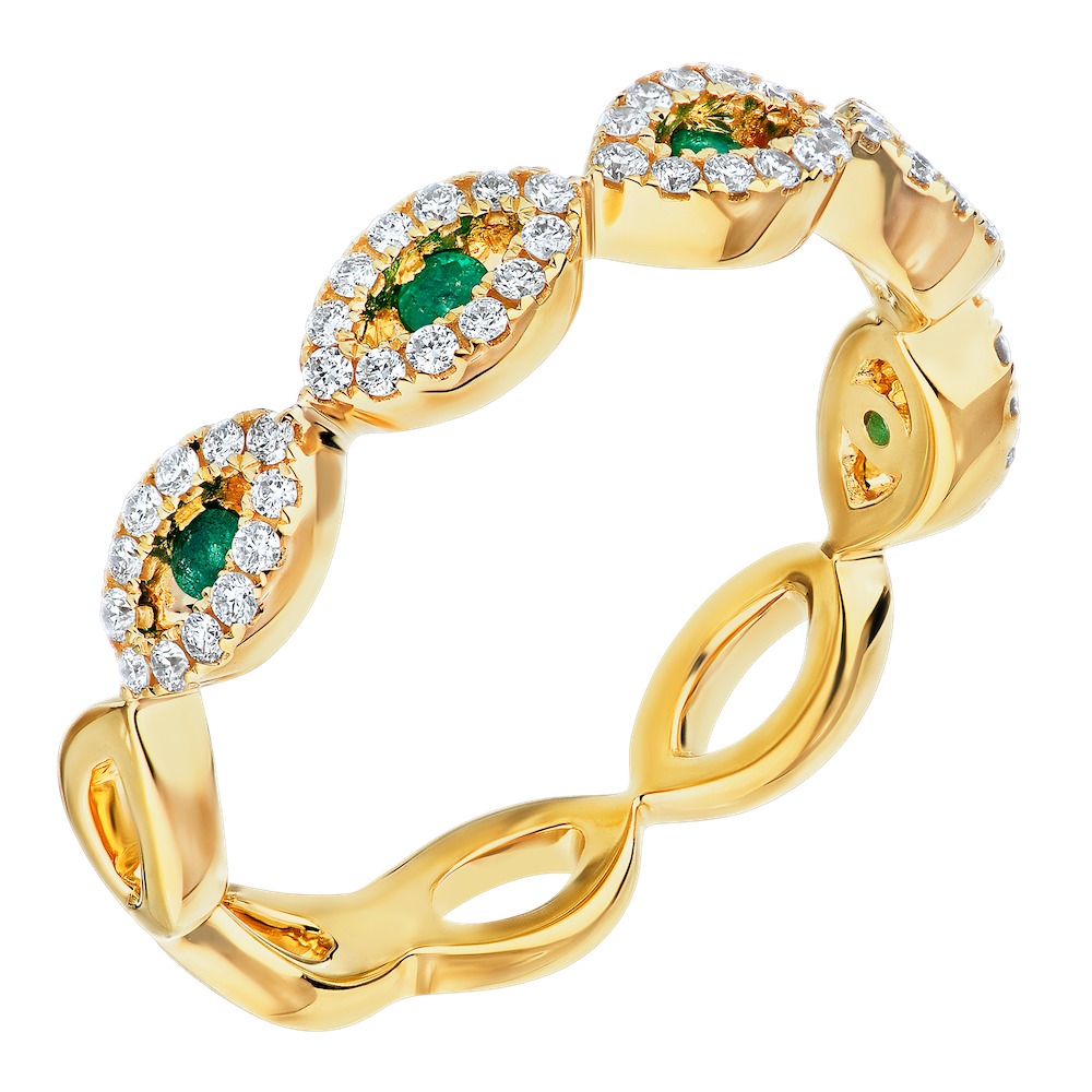 TriUnity&trade; 14K Yellow Gold Marquise Shape Halo's With Color Stone Center 0.34 Ctw