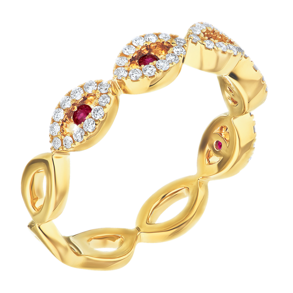 TriUnity&trade; 14K Yellow Gold Marquise Shape Halo's With Color Stone Center 0.34 Ctw