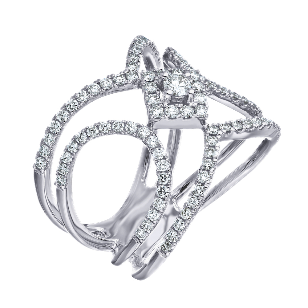 14k White Gold Halo Diamond 0.75 Ctw