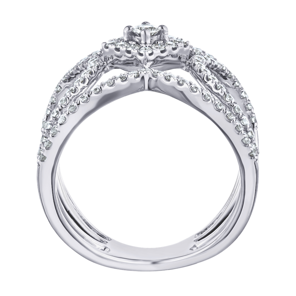 14k White Gold Halo Diamond 0.75 Ctw