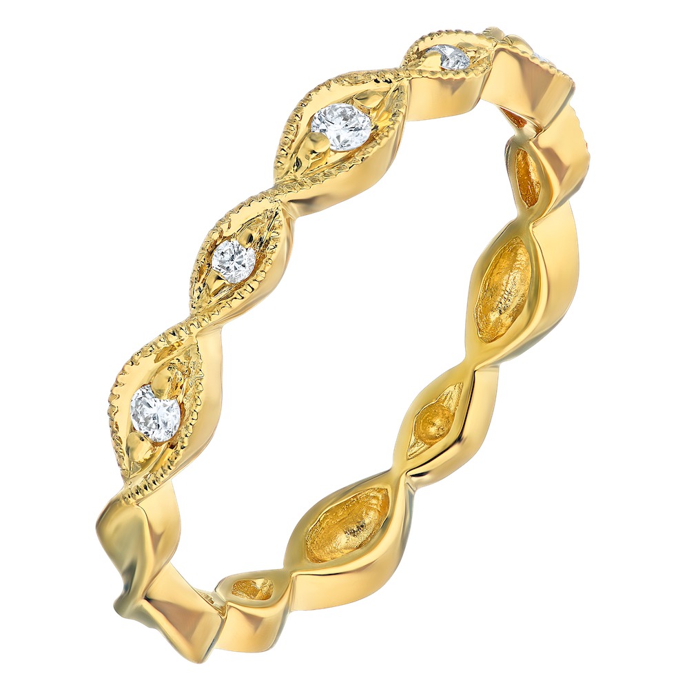 TriUnity&trade; 14K Yellow Gold Milgrain Marquise Shapes One Larger And One Smaller 0.10 Ctw