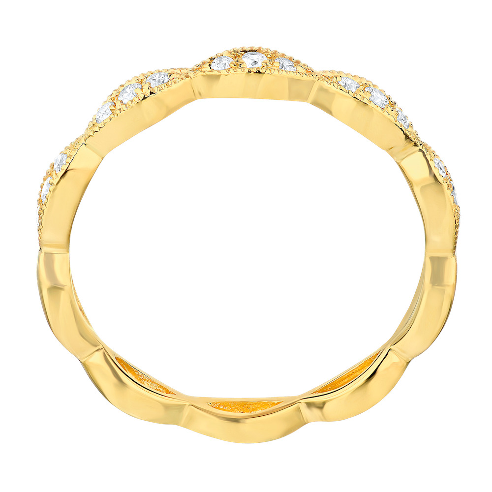 TriUnity&trade; 14K Yellow Gold Alternating One Larger Stone With Two Smaller Bezel Settings 0.15 Ctw