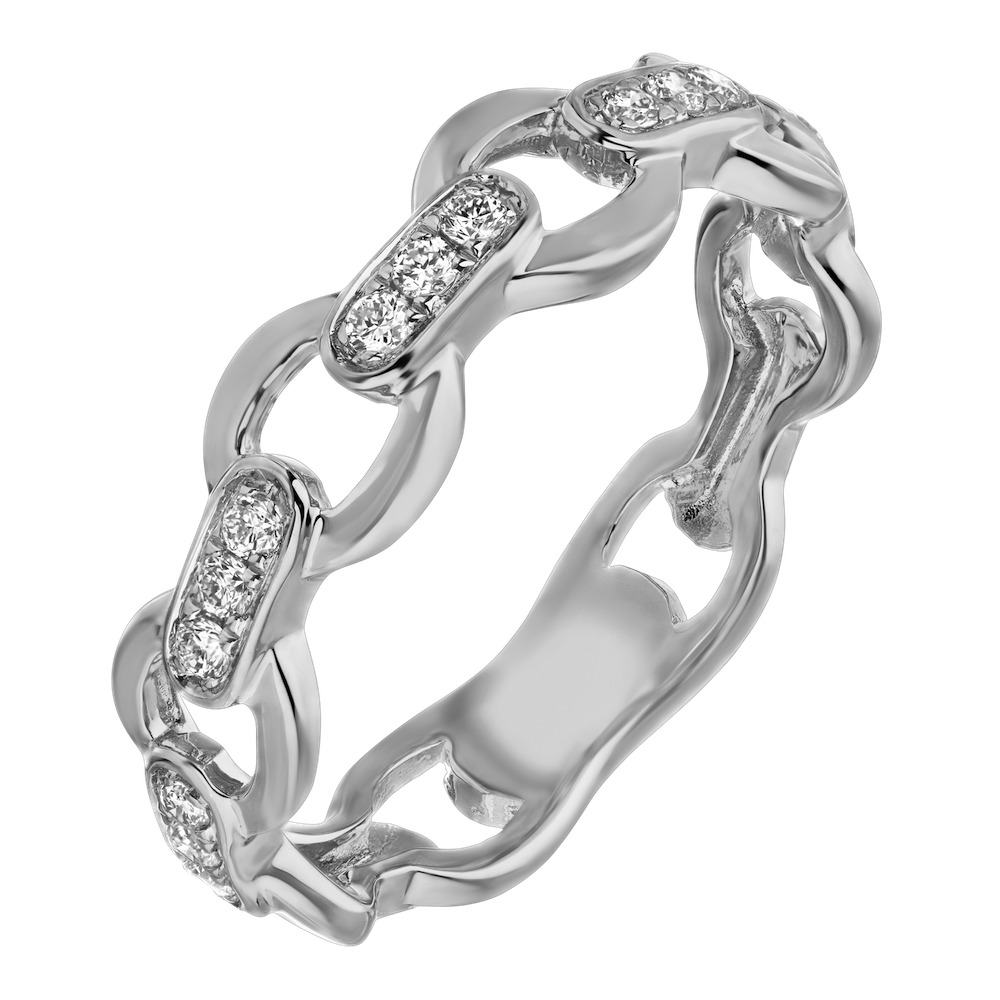 TriUnity&trade; 14K White Gold Chain Look Links With Diamond Sections Between 0.15 Ctw