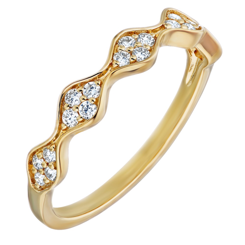 TriUnity&trade; 14K Yellow Gold Pave Set Marquise Shape Sections 0.20 Ctw