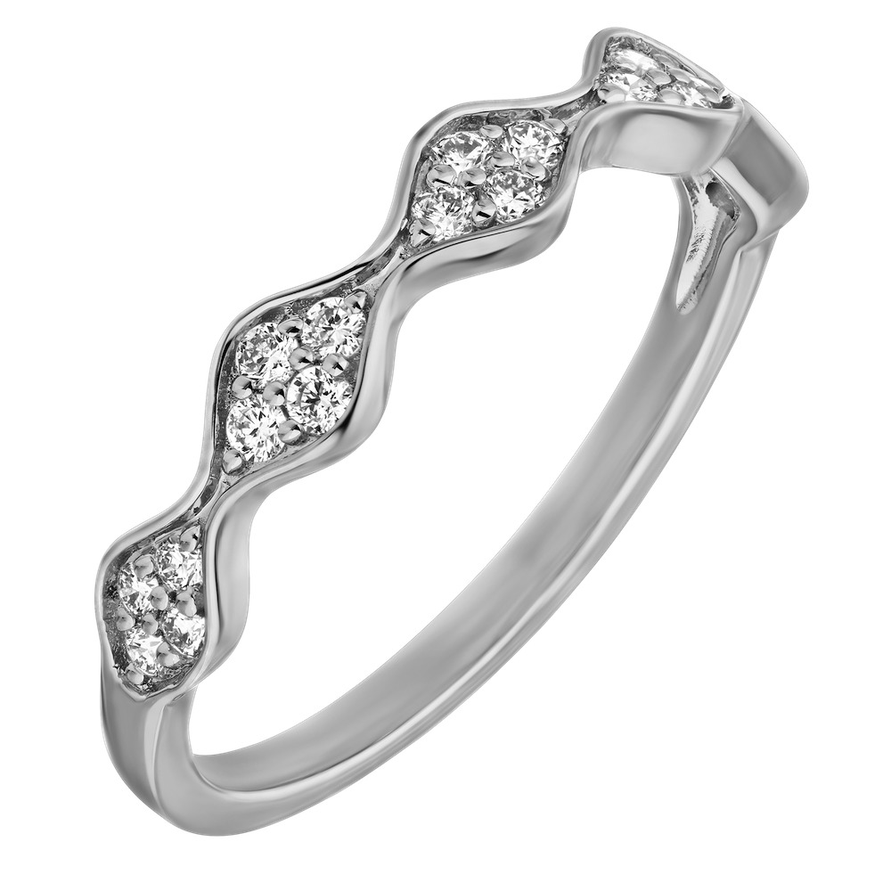 TriUnity&trade; 14K White Gold Pave Set Marquise Shape Sections 0.20 Ctw