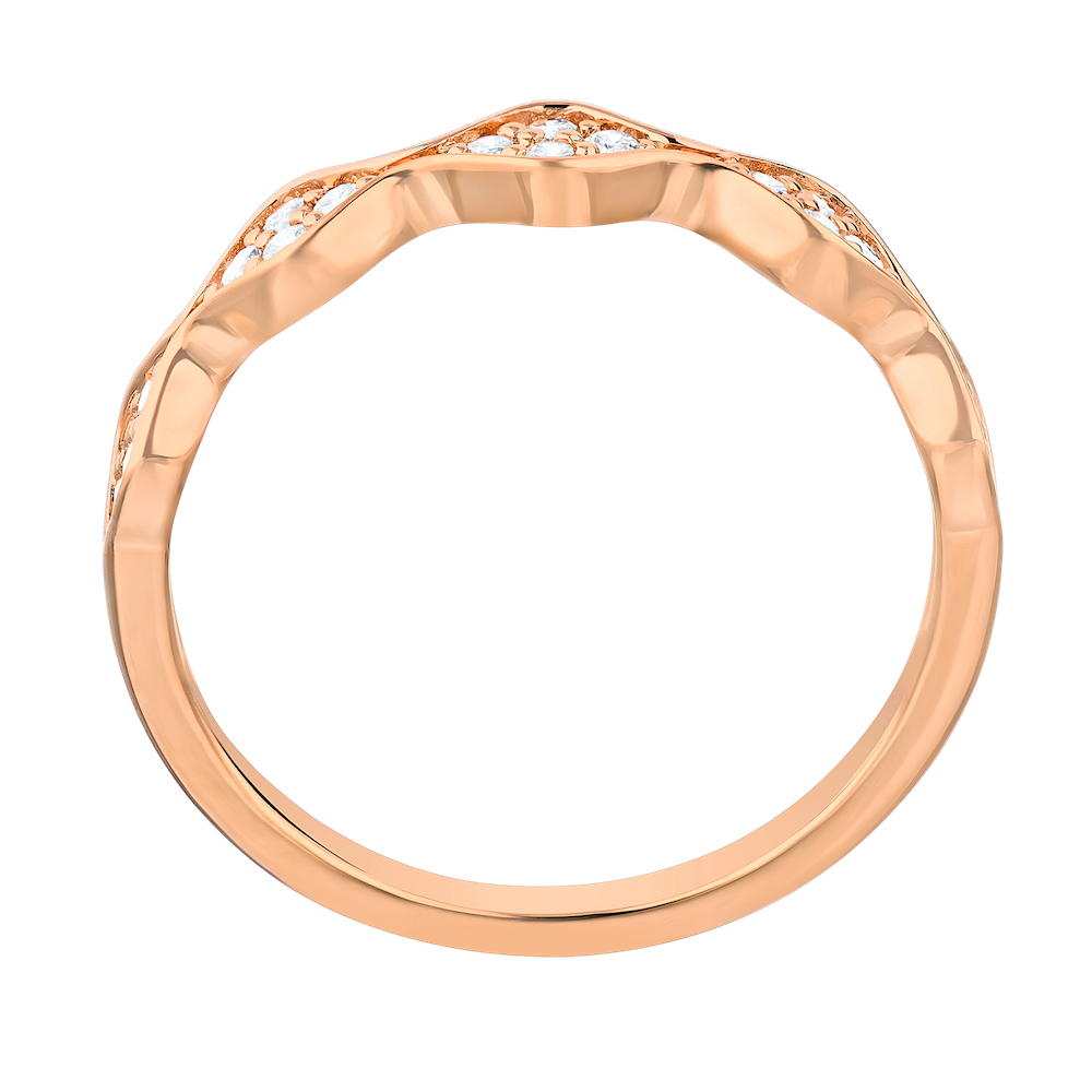 TriUnity&trade; 14K Rose Gold Pave Set Marquise Shape Sections 0.20 Ctw