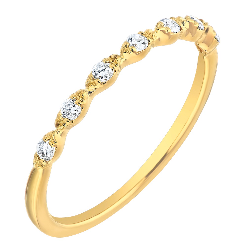 TriUnity&trade; 14K Yellow Gold 7 Stones In Half Bezel Settings 0.10 Ctw