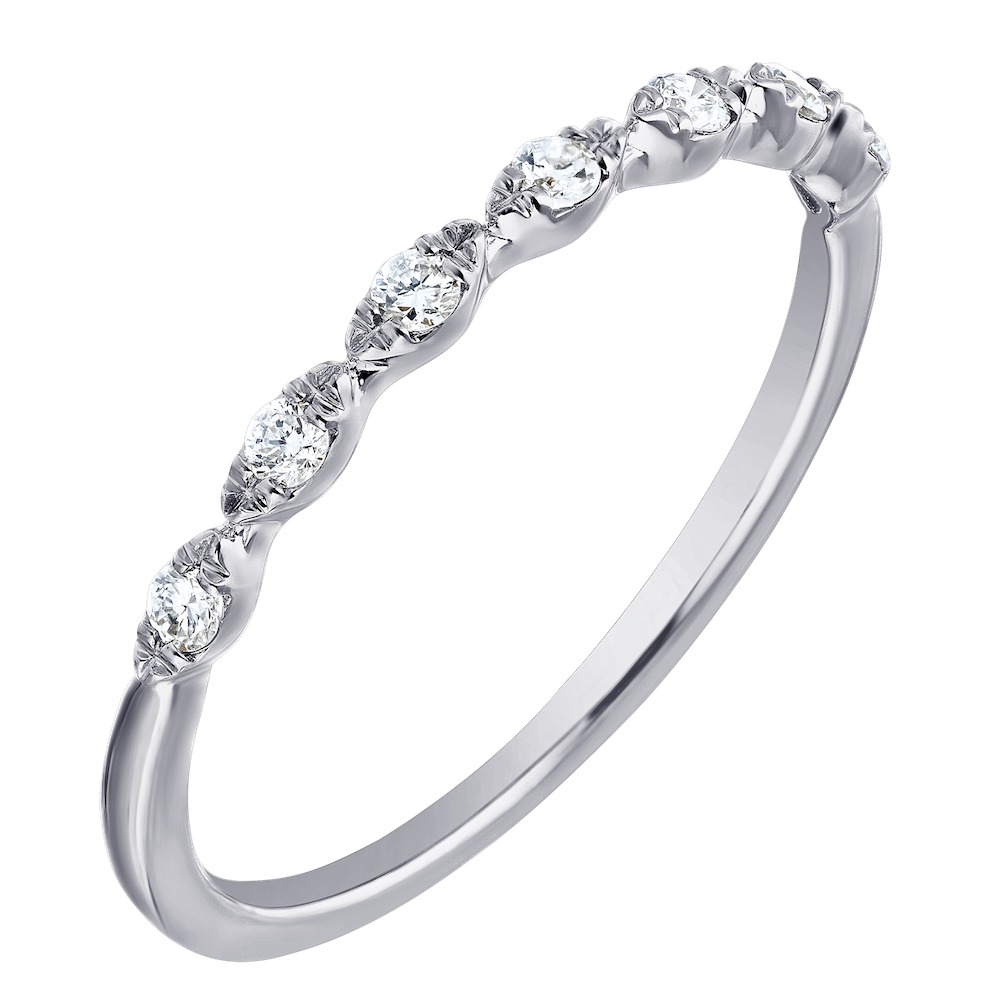 TriUnity&trade; 14K White Gold 7 Stones In Half Bezel Settings 0.10 Ctw