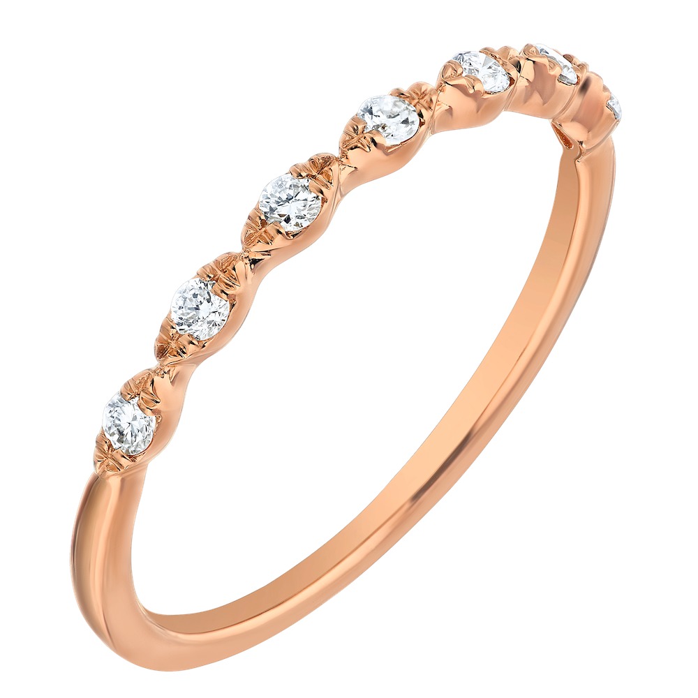 TriUnity&trade; 14K Rose Gold 7 Stones In Half Bezel Settings 0.10 Ctw