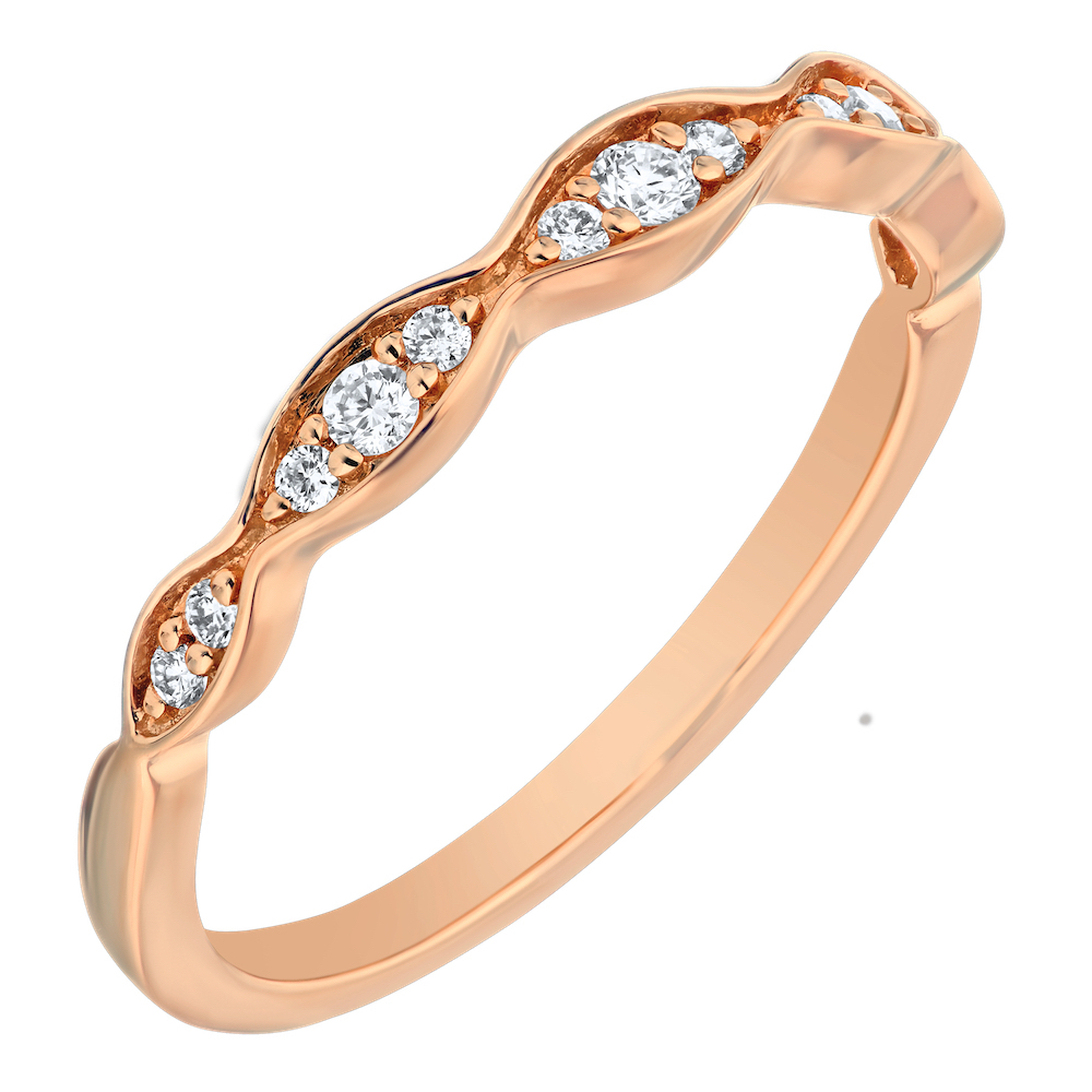 TriUnity&trade; 14K Rose Gold 3 Diamonds In Marquise Shaped Settings 0.15 Ctw