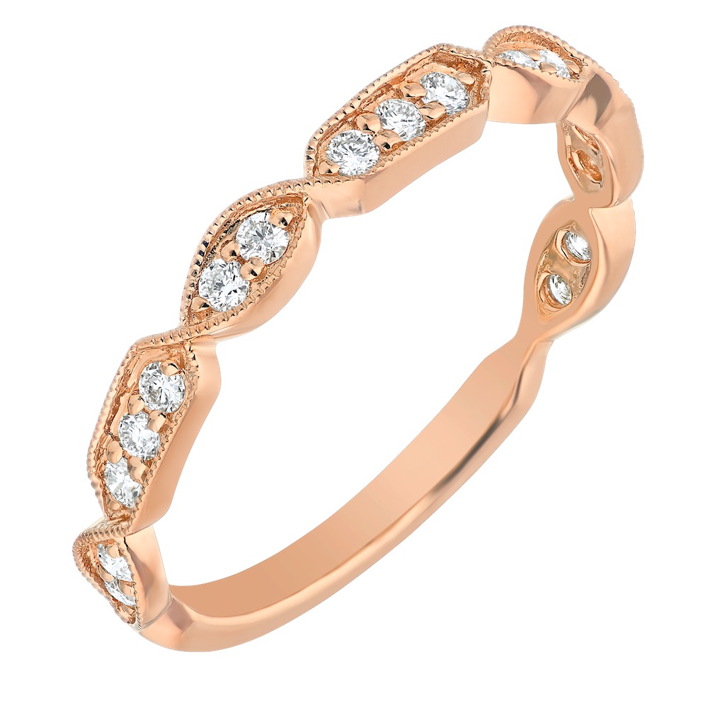 TriUnity&trade; 14K Rose Gold Alternating 2 & 3 Diamonds Bead Set 0.20 Ctw