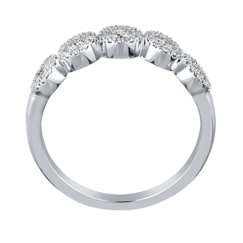 14k White Gold 5 Clusters Halo Diamond Ring 1.40 Ctw