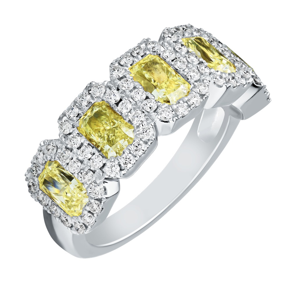 Canary Couture&trade; 14k White Gold Halo Diamond 3.00 Ctw Ring