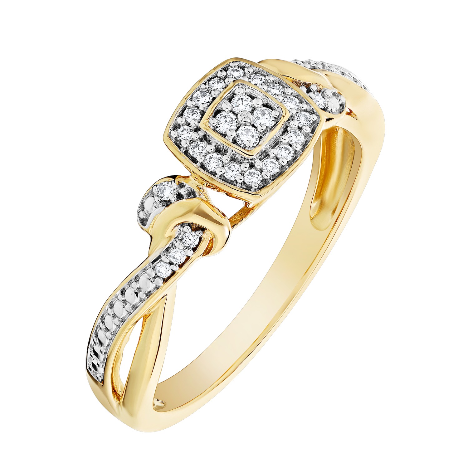 10k Yellow Gold Halo Diamond 0.10 Ctw Available in White, Yellow or Rose Gold