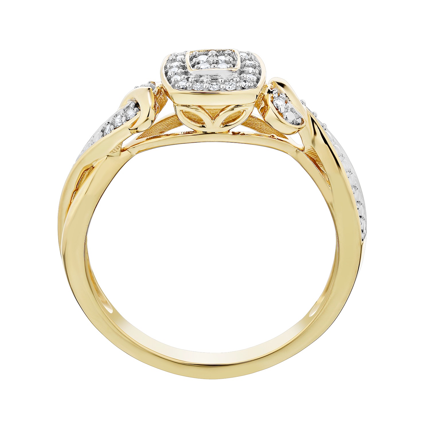 10k Yellow Gold Halo Diamond 0.10 Ctw Available in White, Yellow or Rose Gold