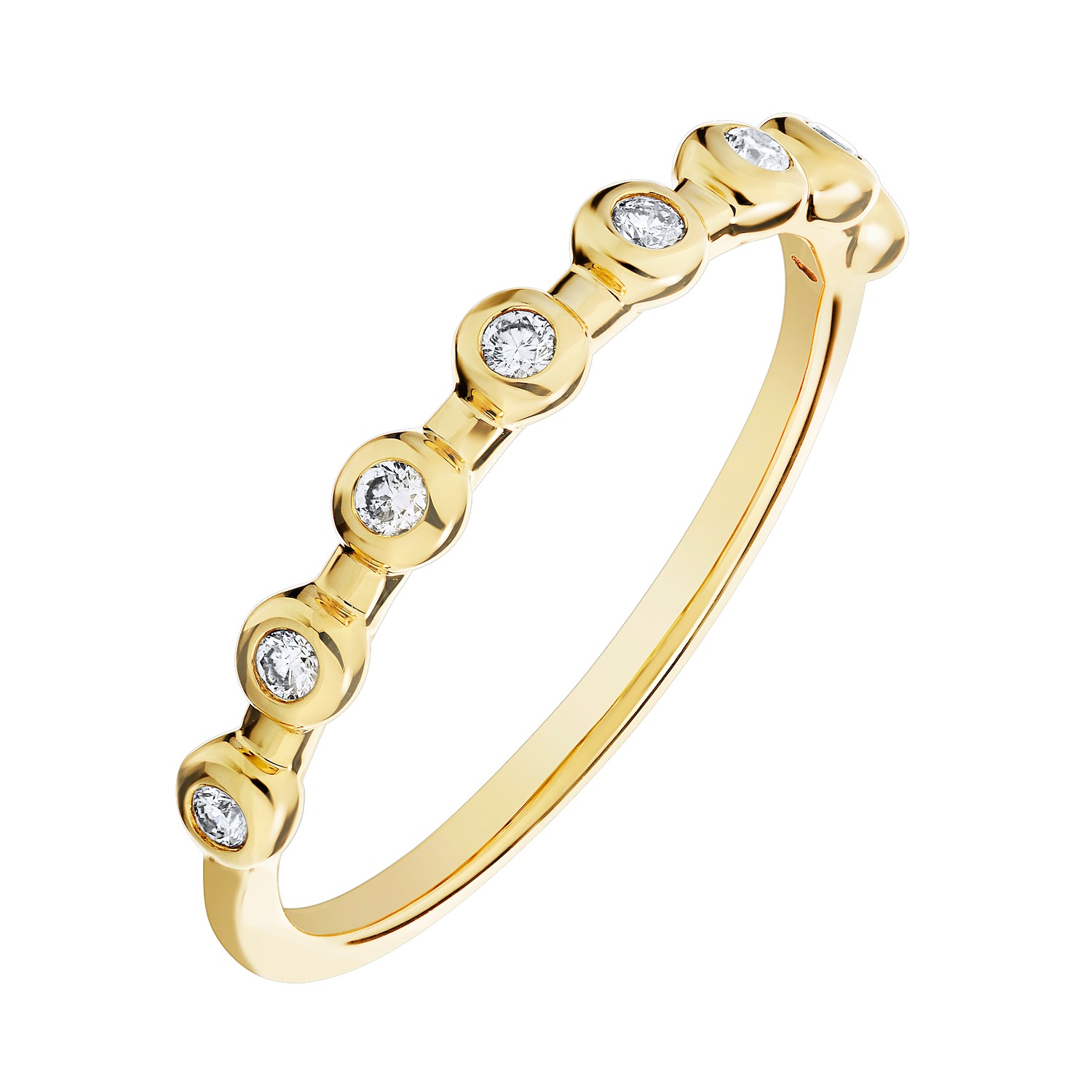 TriUnity&trade; 10K Yellow Gold Half Bezel Set Row 0.10 Ctw