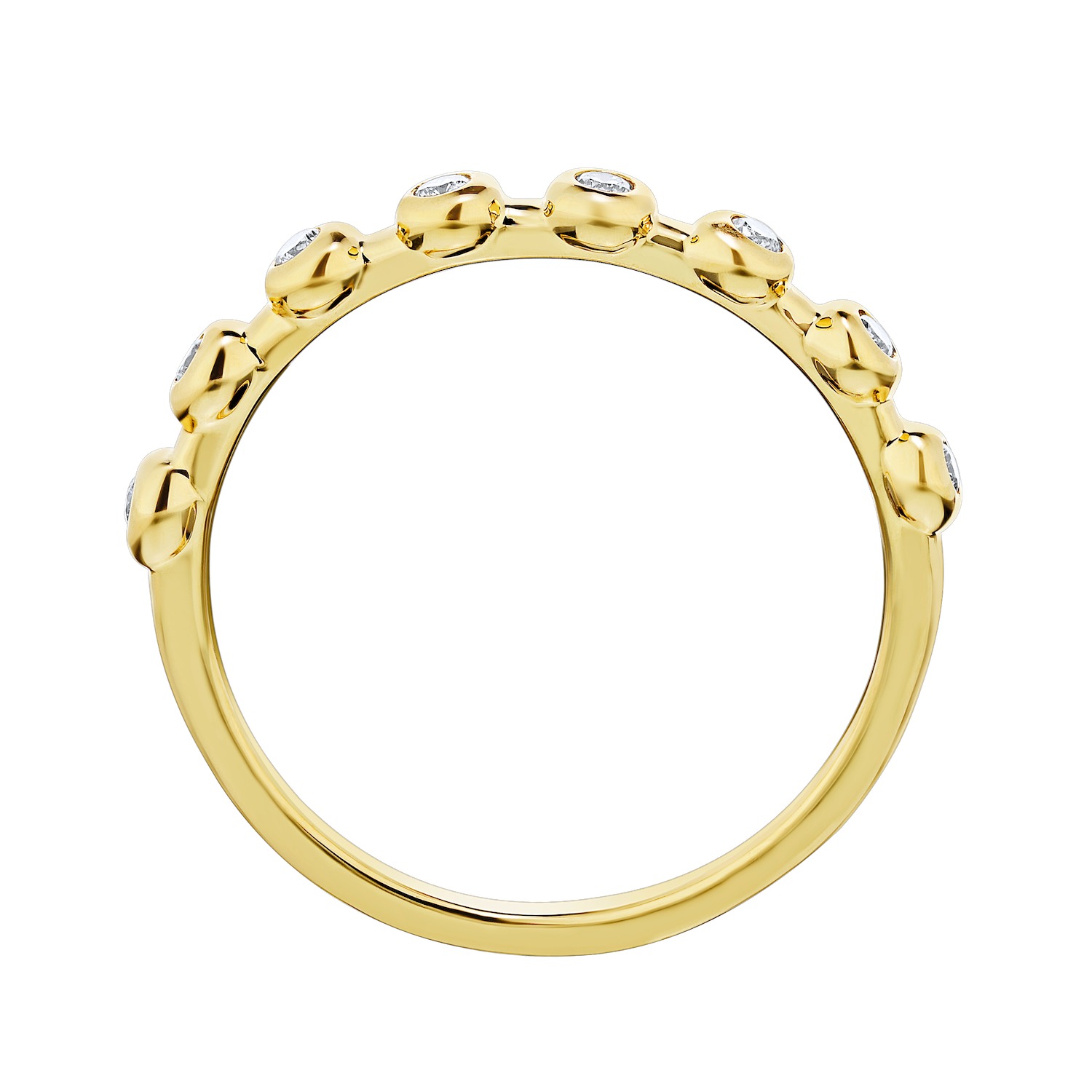 TriUnity&trade; 10K Yellow Gold Half Bezel Set Row 0.10 Ctw