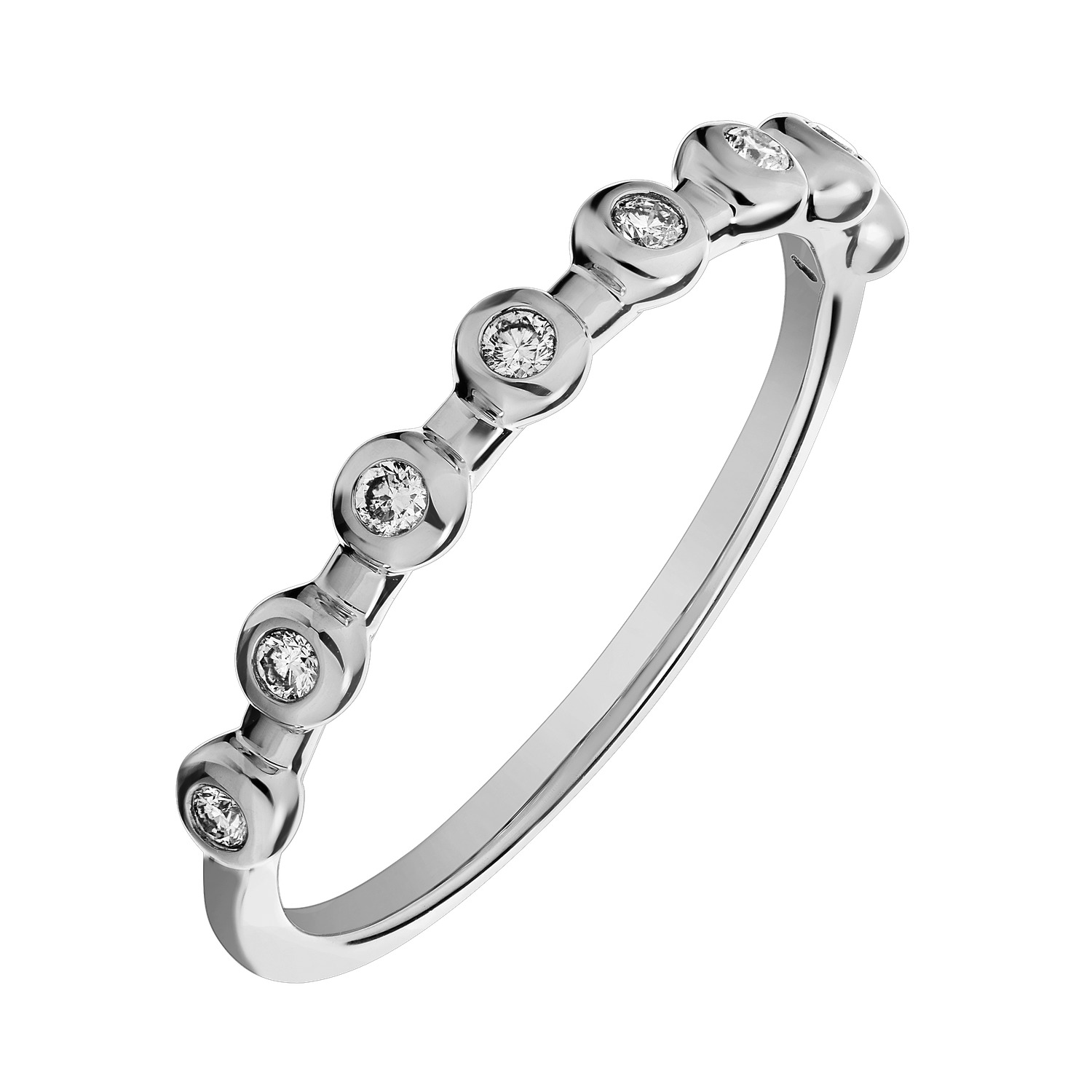 TriUnity&trade; 10K White Gold Half Bezel Set Row 0.10 Ctw