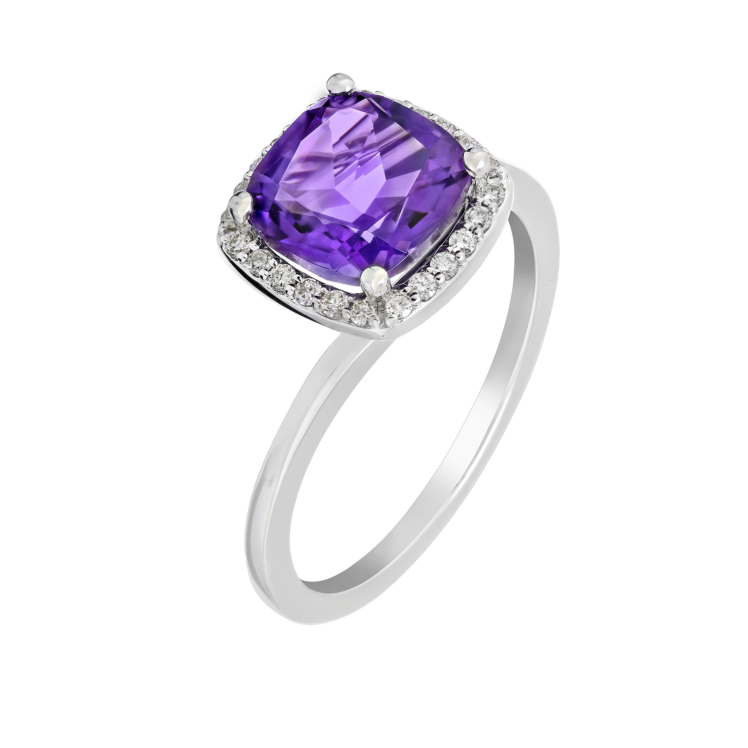 10kt White Gold Amethyst & Diamond Halo 2.25 Ctw