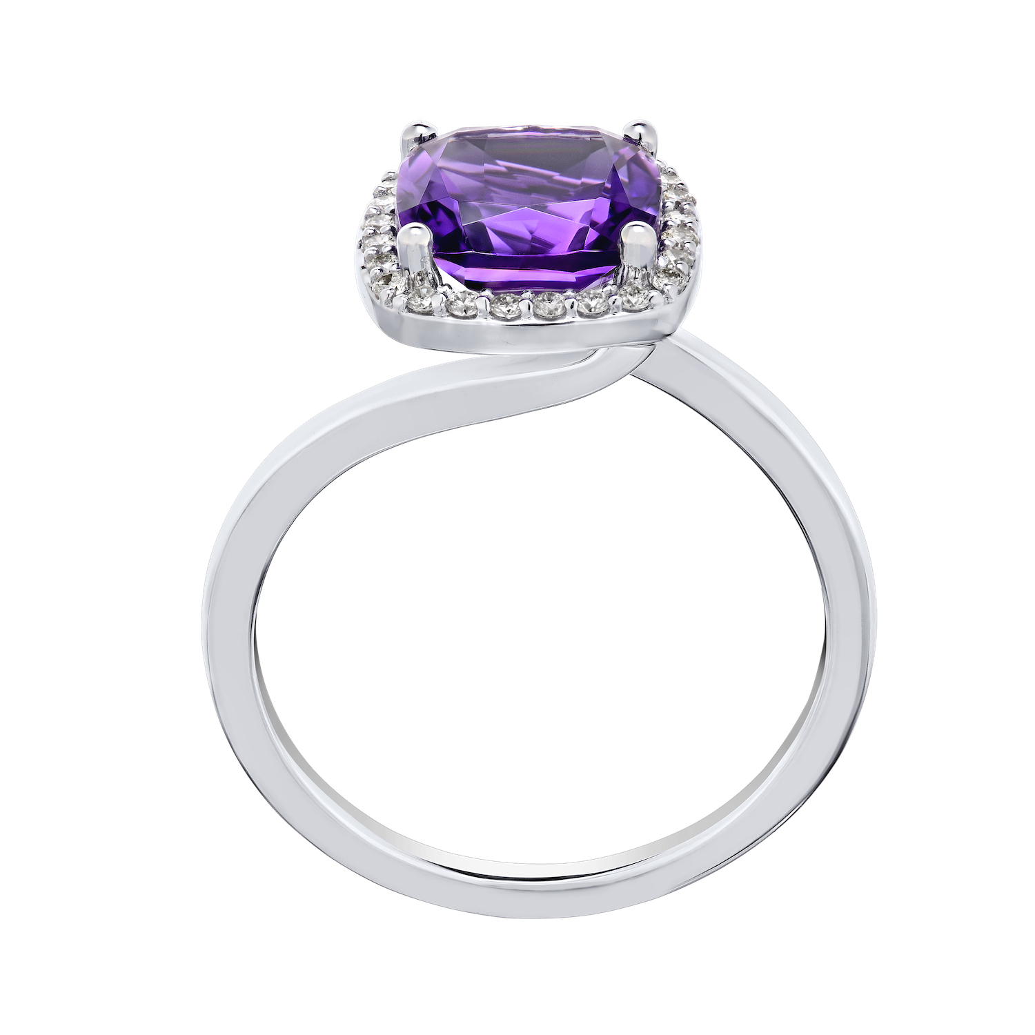 10kt White Gold Amethyst & Diamond Halo 2.25 Ctw