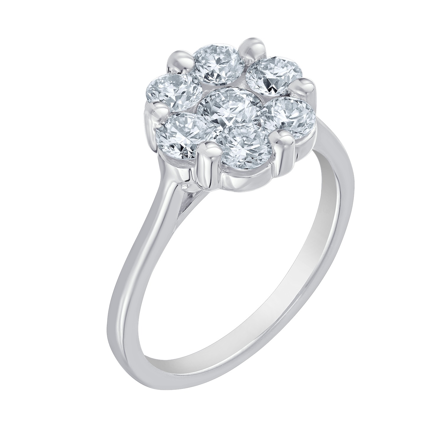 Diamond Bouquet&trade; 14K White Gold Diamond 7 Stone Cluster with Bridge Ring 2.00 Ctw