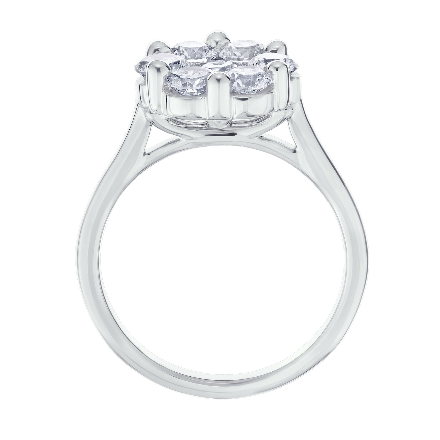 Diamond Bouquet&trade; 14K White Gold Diamond 7 Stone Cluster with Bridge Ring 0.65 Ctw