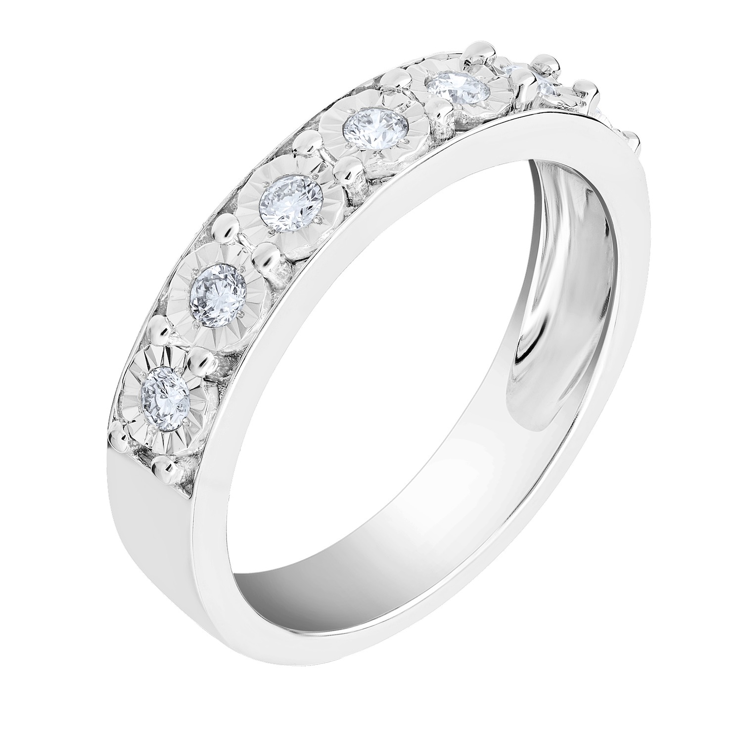 Miracle Plate 10k White Gold Illusion Band Diamond 0.20 Ctw