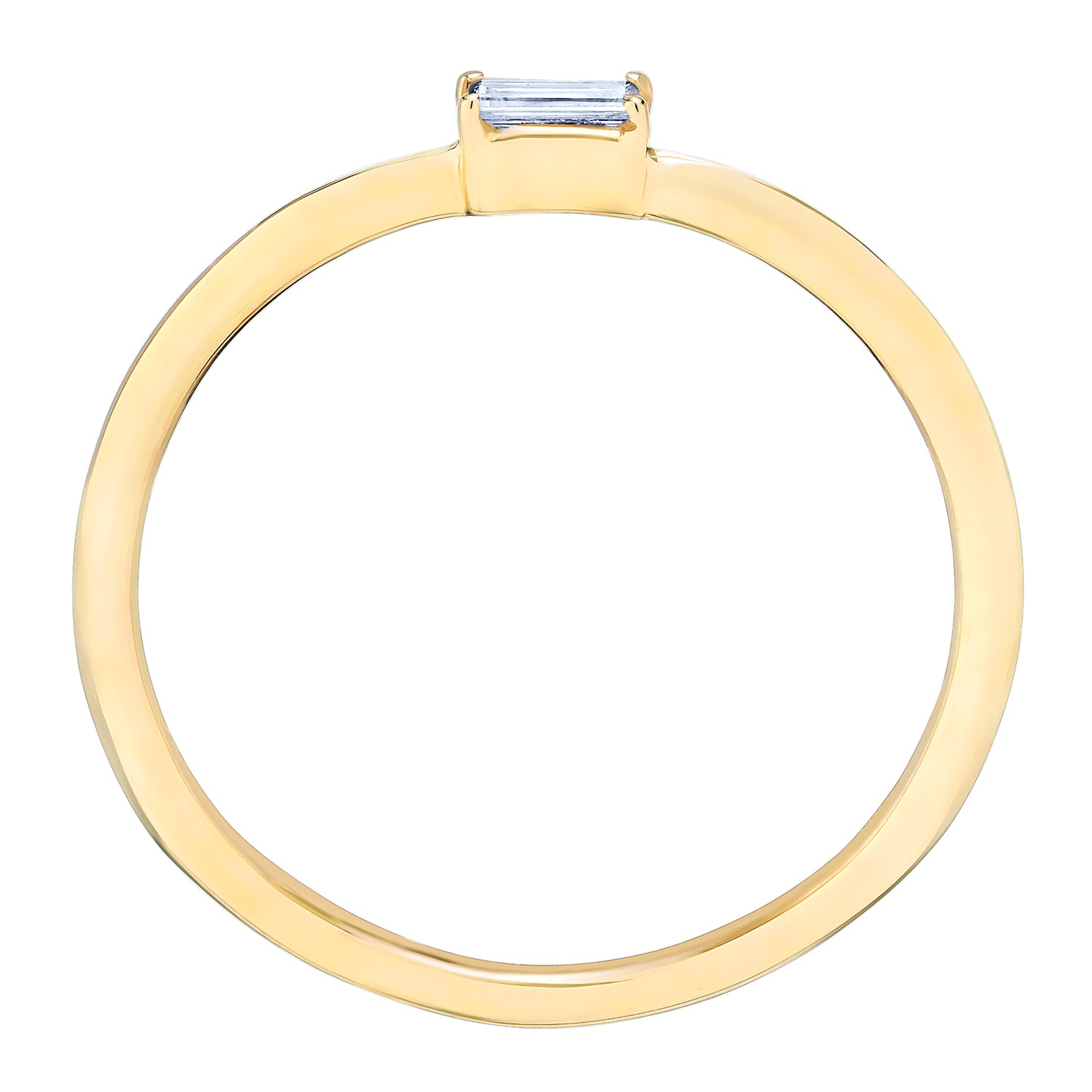 TriUnity&trade; 10K Yellow Gold Thin Round Wire With Horizontal Emerald Cut 0.05 Ctw