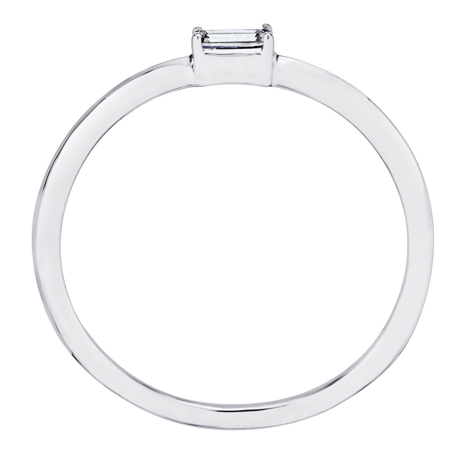 TriUnity&trade; 10K White Gold Thin Round Wire With Horizontal Emerald Cut 0.05 Ctw