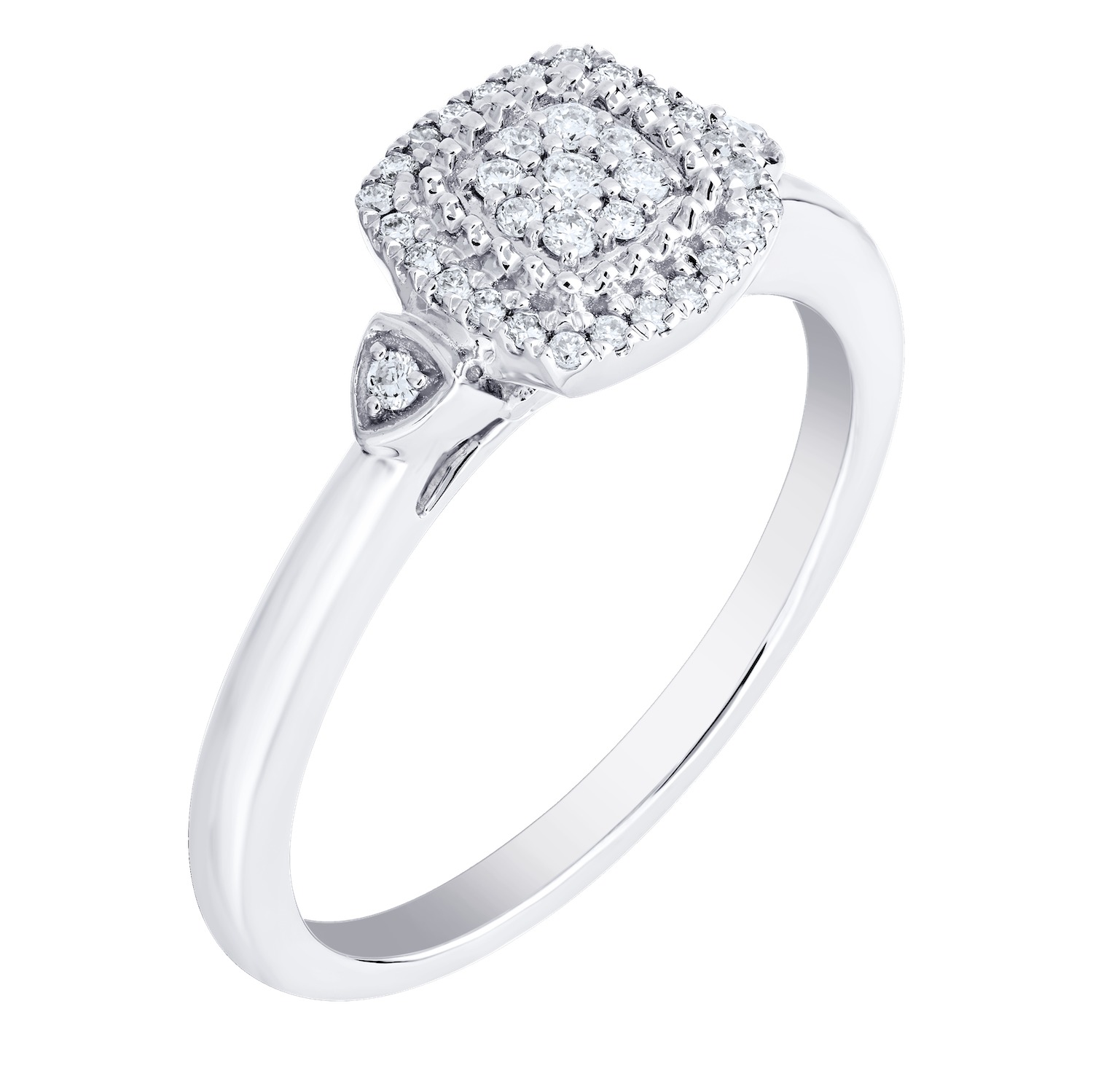 10KW Cushion Shaped Halo Pave Set Ring 0.15 Ctw