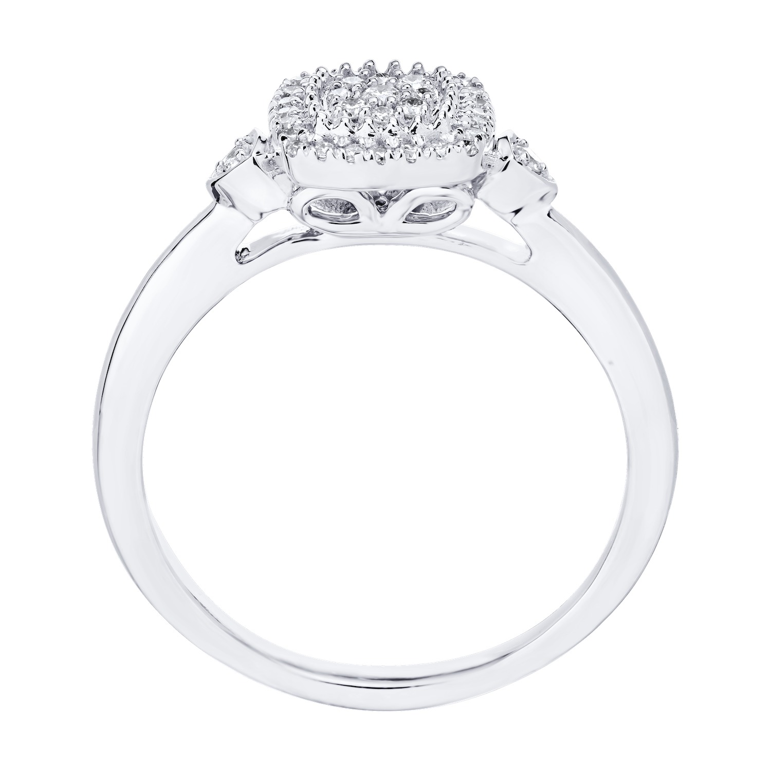 10KW Cushion Shaped Halo Pave Set Ring 0.15 Ctw