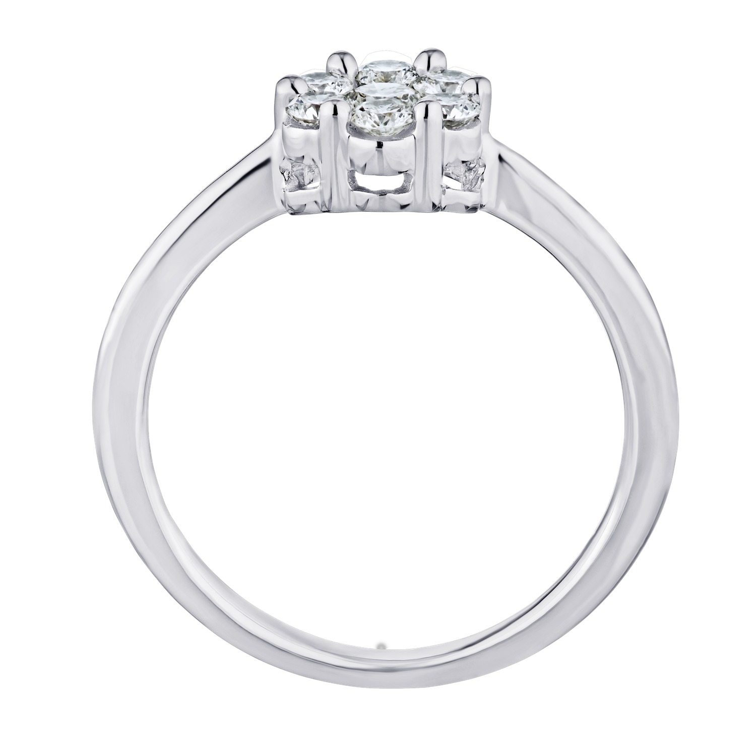 Diamond Bouquet&trade; 10K White Gold Diamond 7 Stone Cluster Polished Shank Ring 2.00 Ctw