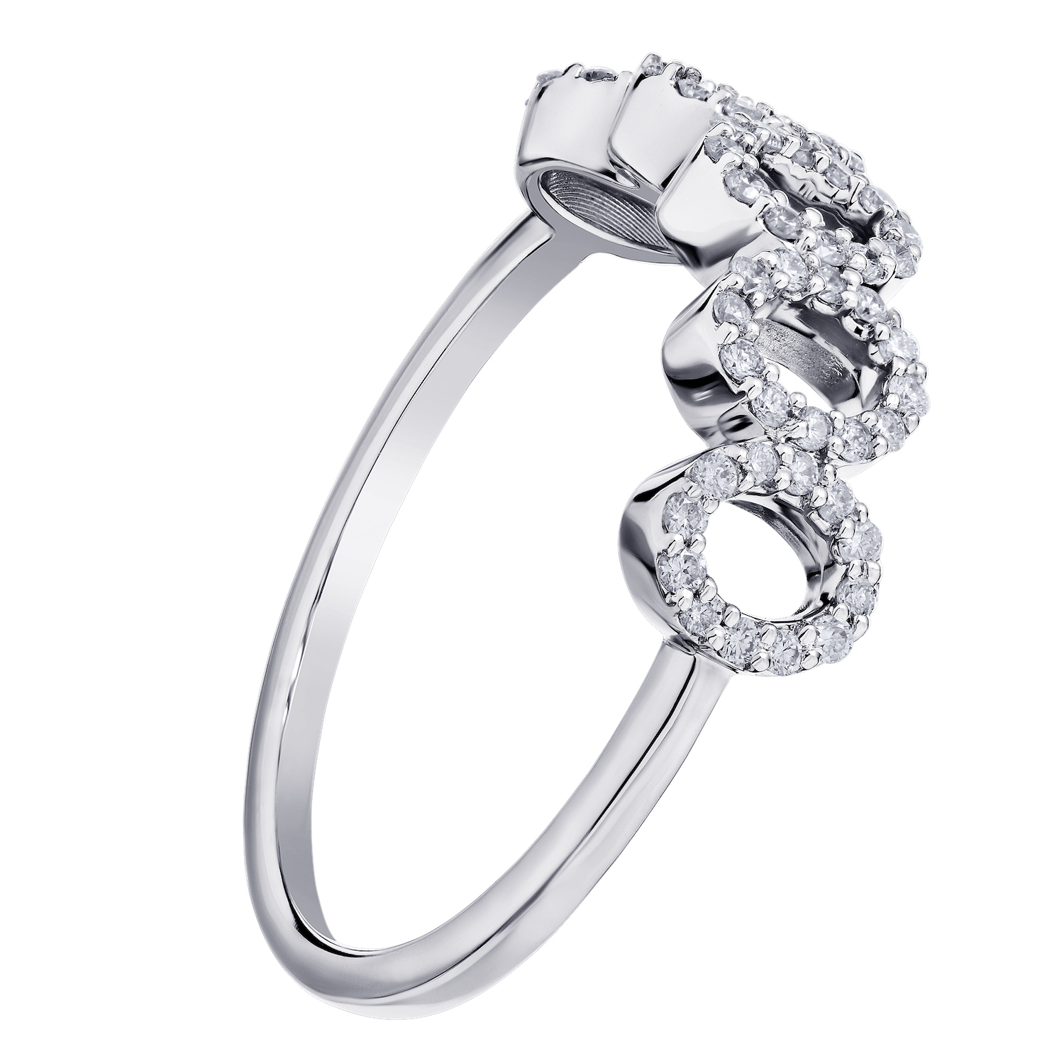 TriUnity&trade; 14K White Gold Negative Space Pave Set Ovals 0.25 Ctw