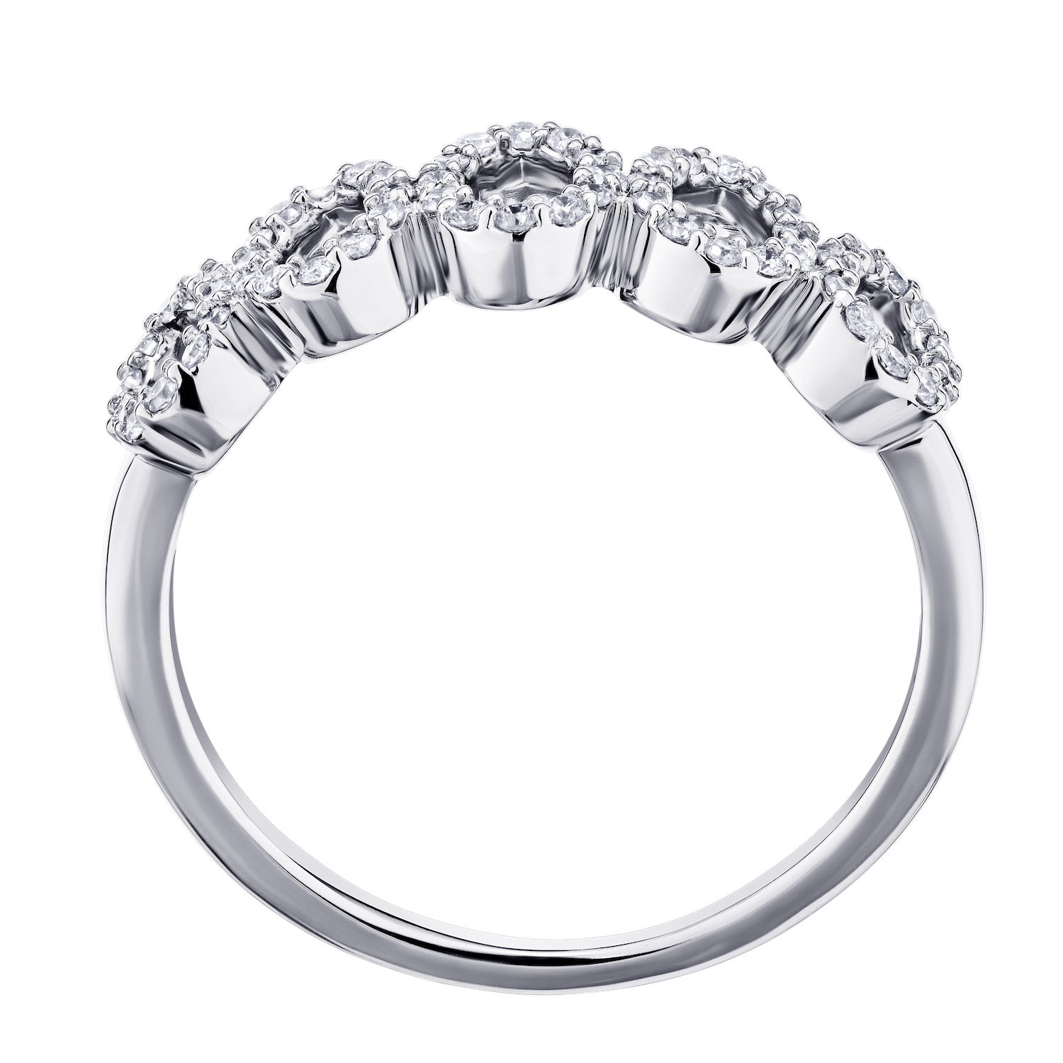 TriUnity&trade; 14K White Gold Negative Space Pave Set Ovals 0.25 Ctw