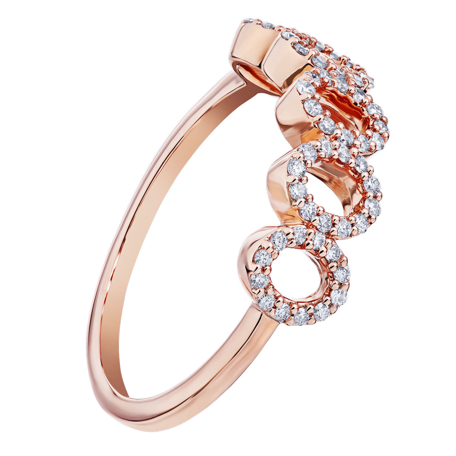 TriUnity&trade; 14K Rose Gold Negative Space Pave Set Ovals 0.25 Ctw