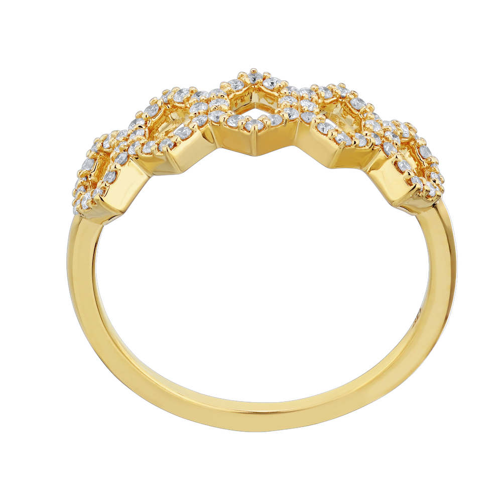 TriUnity&trade; 14K Yellow Gold Negative Space Geometric Shapes Pave Set 0.25 Ctw