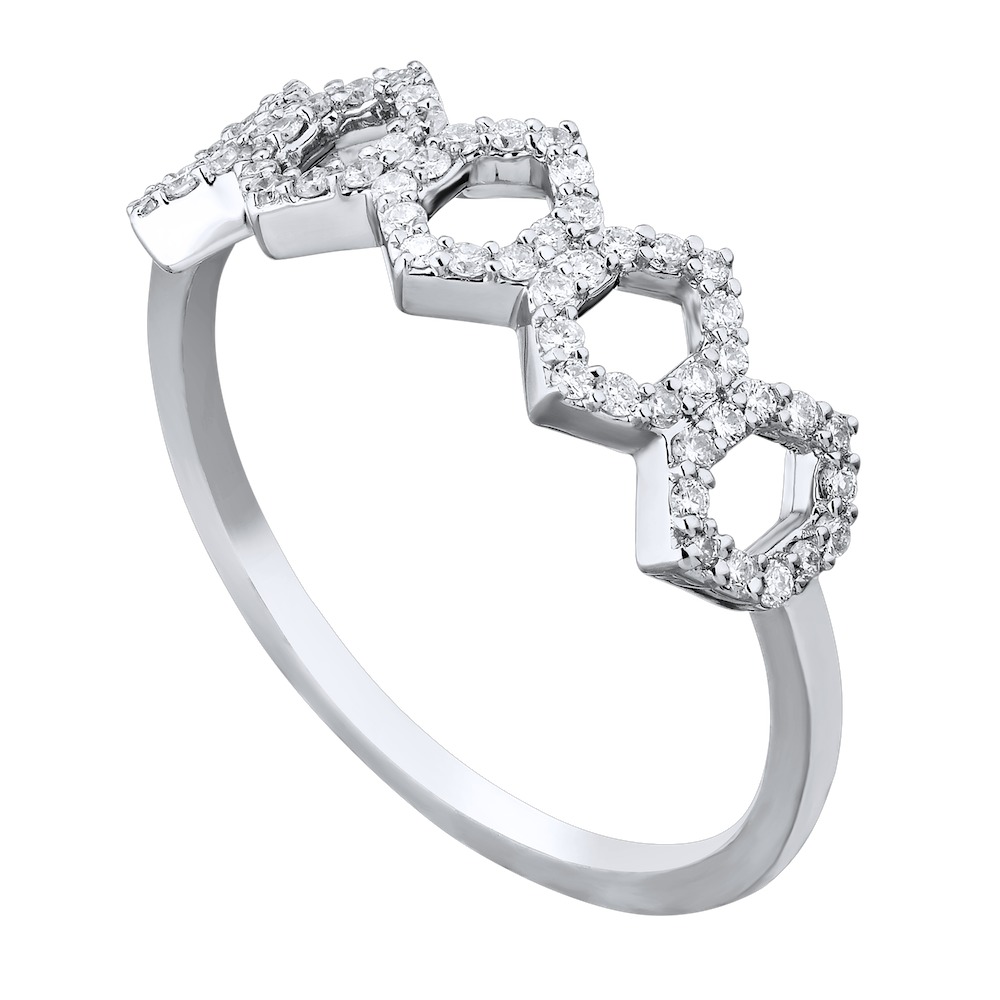 TriUnity&trade; 14K White Gold Negative Space Geometric Shapes Pave Set 0.25 Ctw