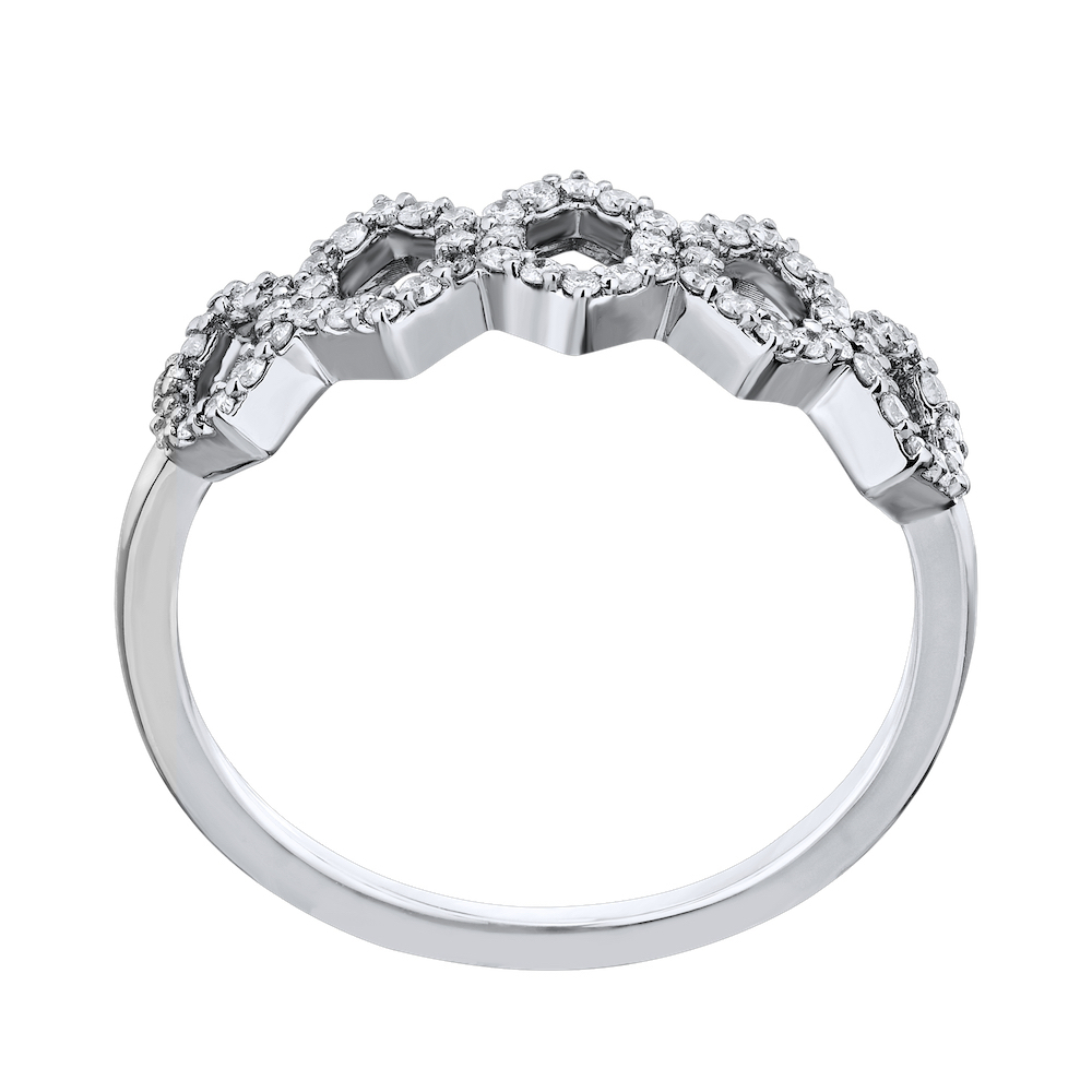 TriUnity&trade; 14K White Gold Negative Space Geometric Shapes Pave Set 0.25 Ctw