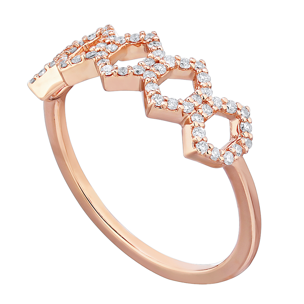 TriUnity&trade; 14K Rose Gold Negative Space Geometric Shapes Pave Set 0.25 Ctw
