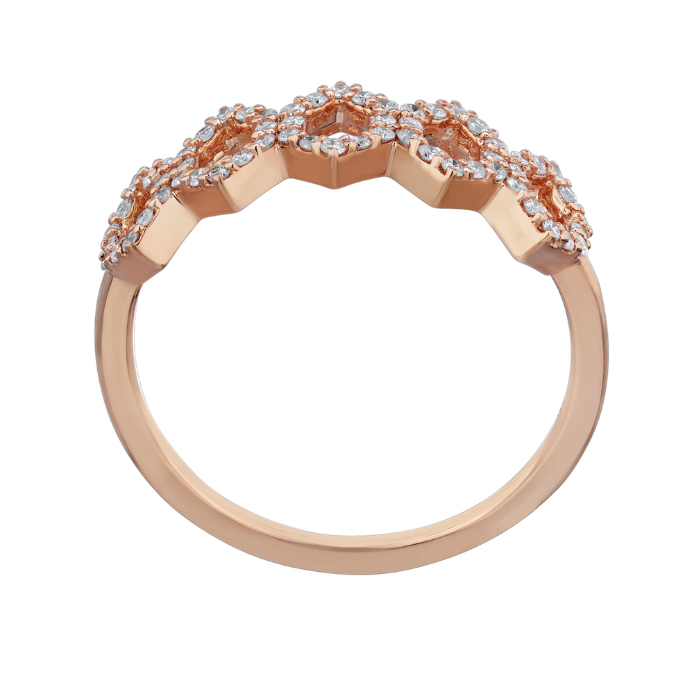 TriUnity&trade; 14K Rose Gold Negative Space Geometric Shapes Pave Set 0.25 Ctw