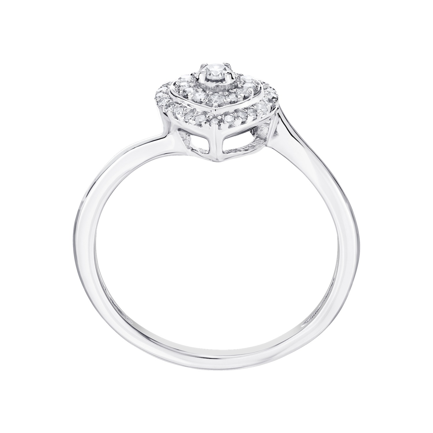 10K White Gold Ring Heart Shape Illusion Halo Diamond 0.15 Ctw