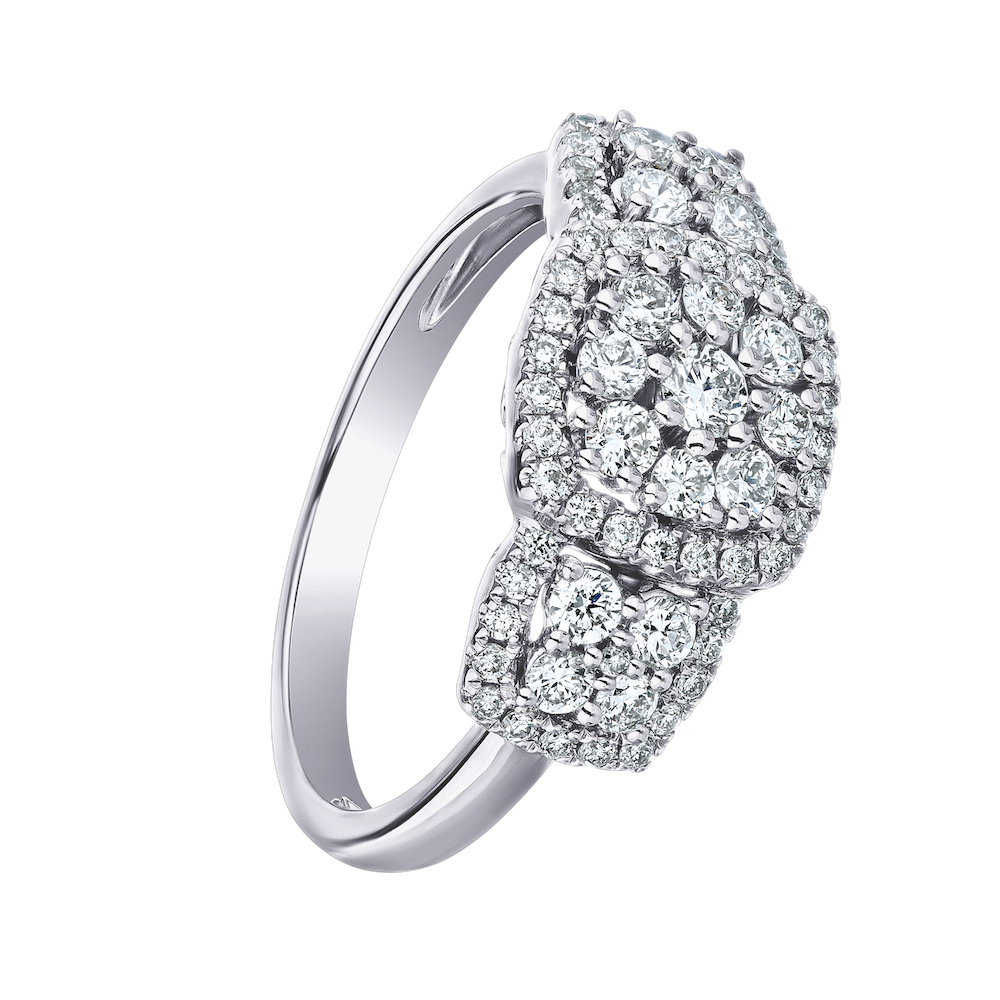 14k White Gold 3 Halo Clusters Diamond 0.75 Ctw