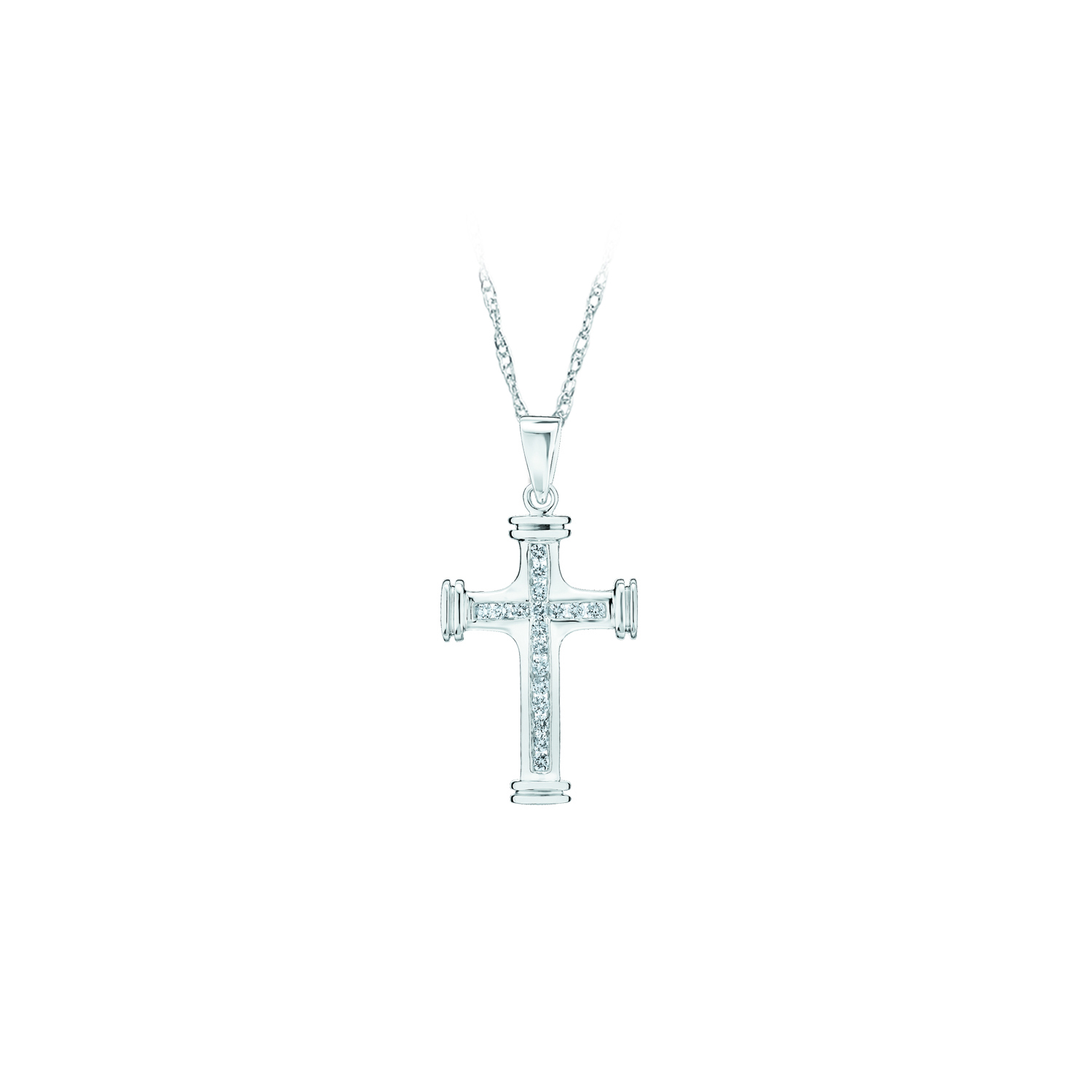 14k White Gold Cross Pendant 0.25 Ctw Diamond Available in White, Yellow or Rose Gold