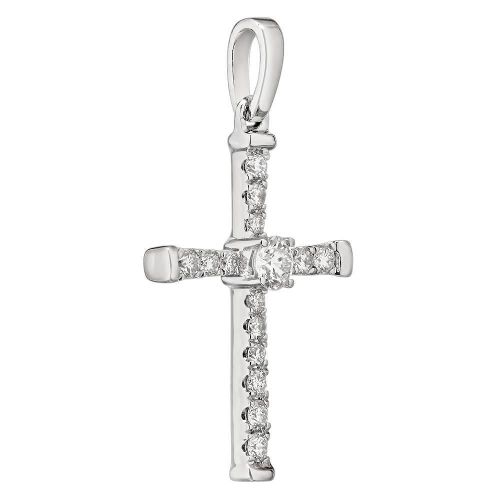 14k White Gold Cross Pendant 0.20 Ctw Diamond Available in White, Yellow or Rose Gold