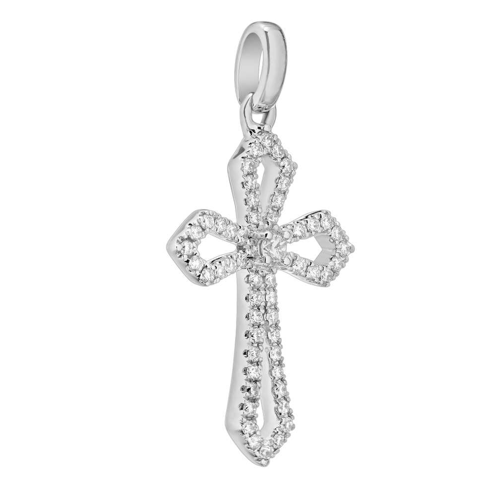 14k White Gold Cross Pendant 0.15 Ctw Diamond Available in White, Yellow or Rose Gold