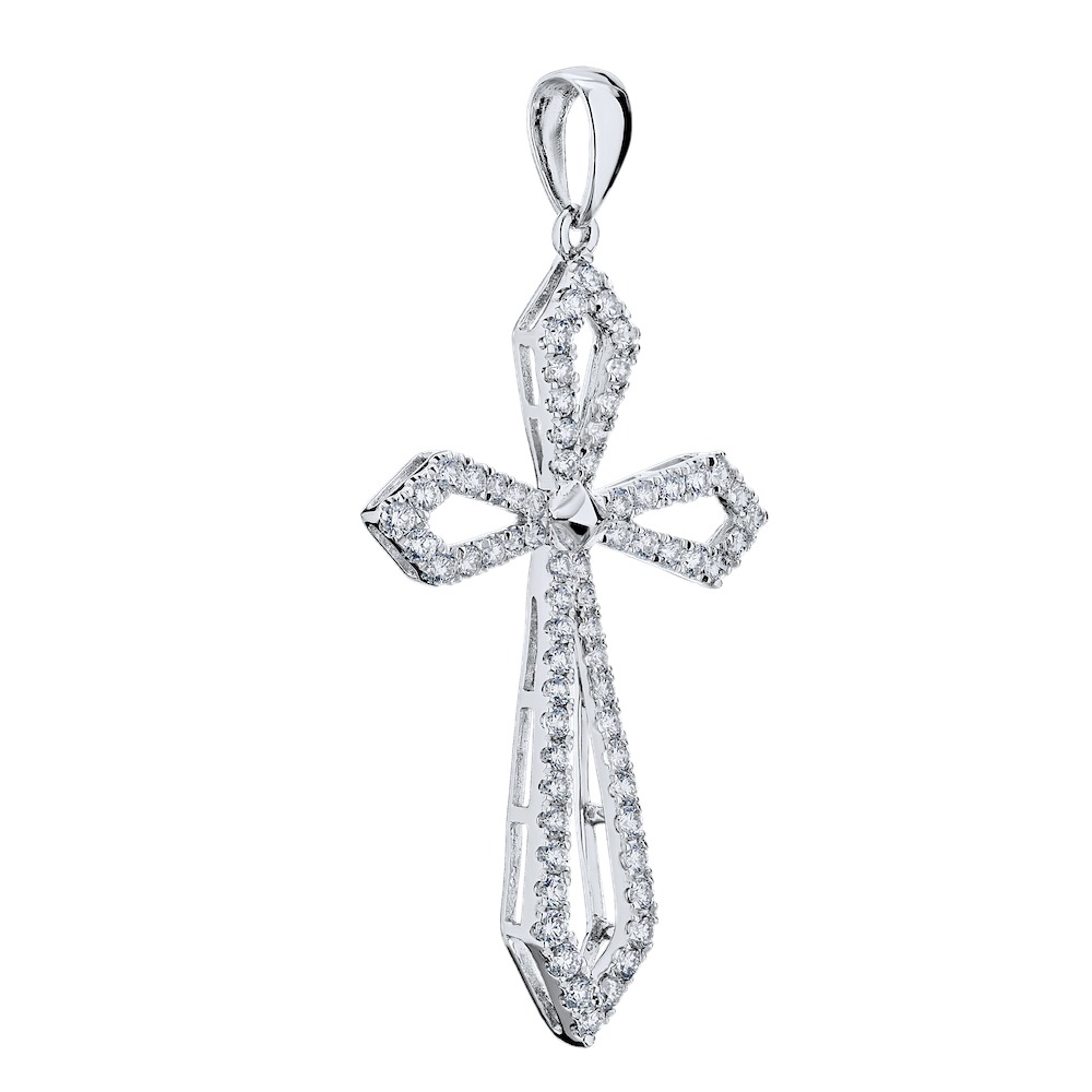 14k White Gold Cross Pendant 0.80 Ctw Diamond Available in White, Yellow or Rose Gold