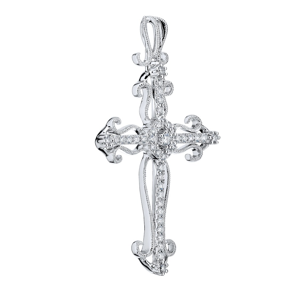 14k White Gold Cross Pendant 0.33 Ctw Diamond Available in White, Yellow or Rose Gold
